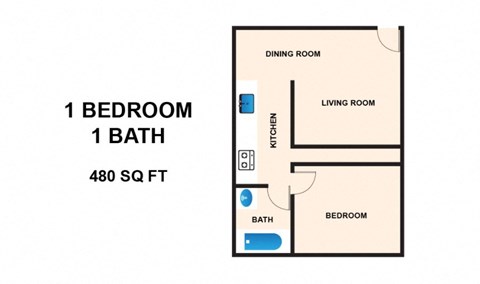 Forest Manor Apartments 1x1 A Floor Plan